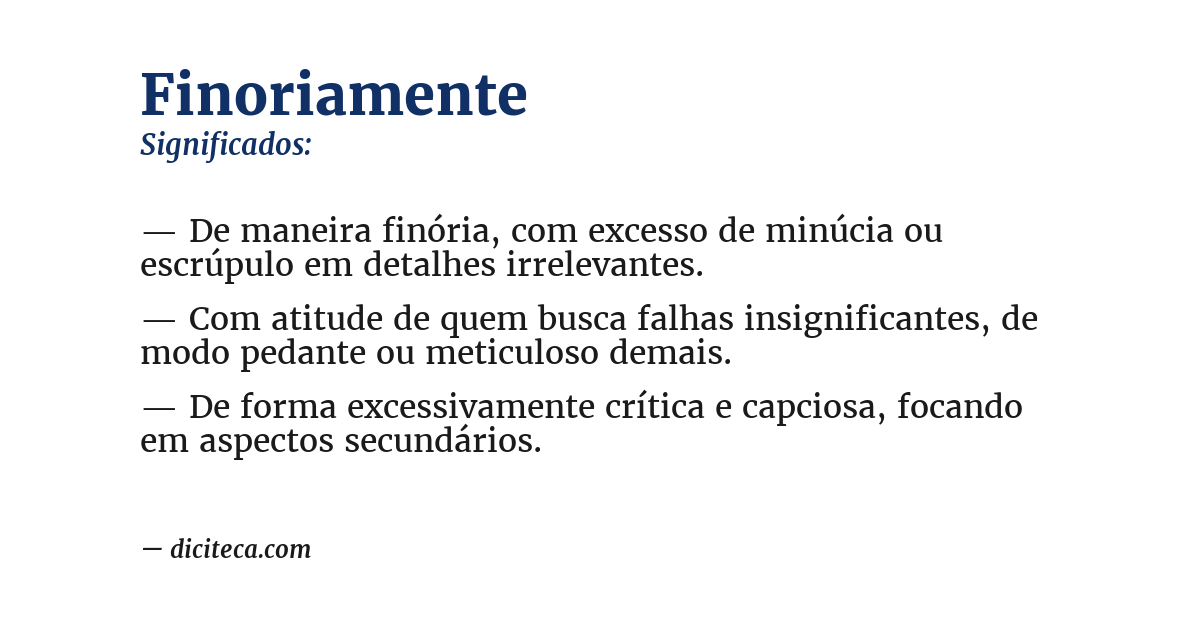 Significado de finoriamente