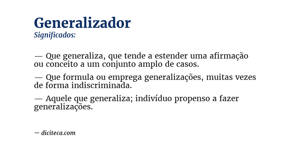 Significado de generalizador