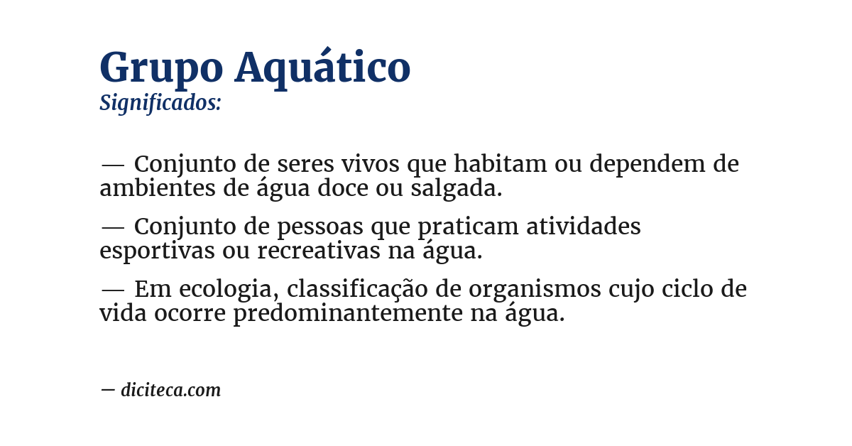 Significado de grupo aquático