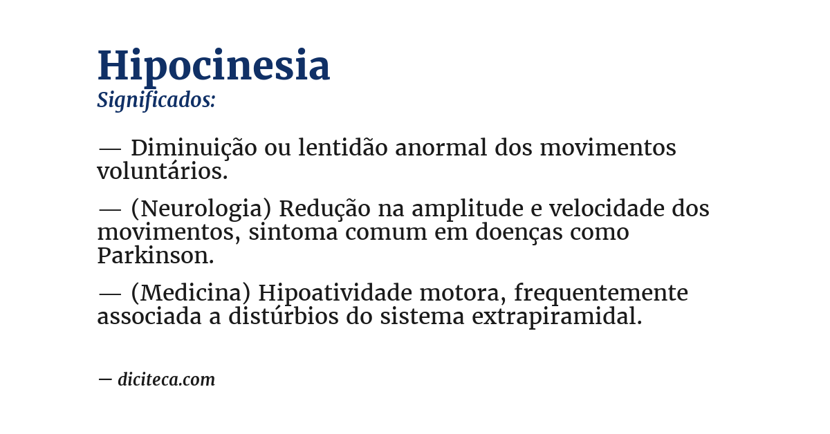 Significado de hipocinesia