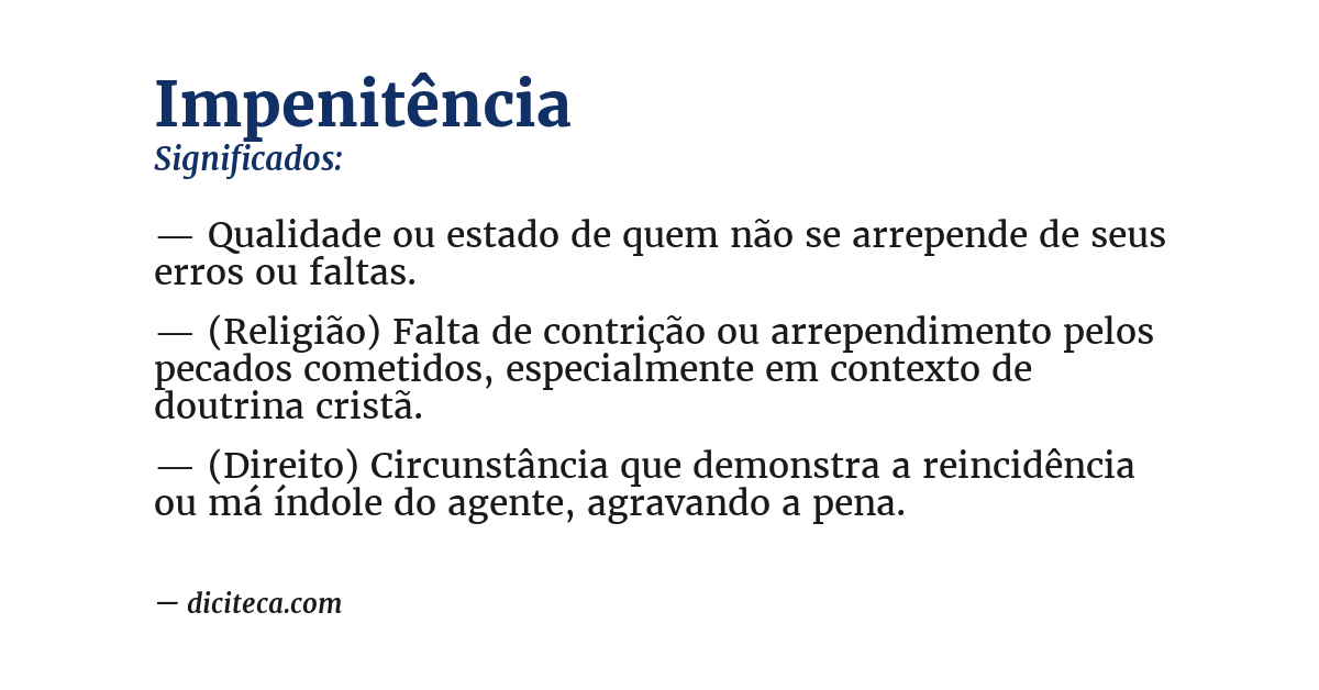 Significado de impenitência