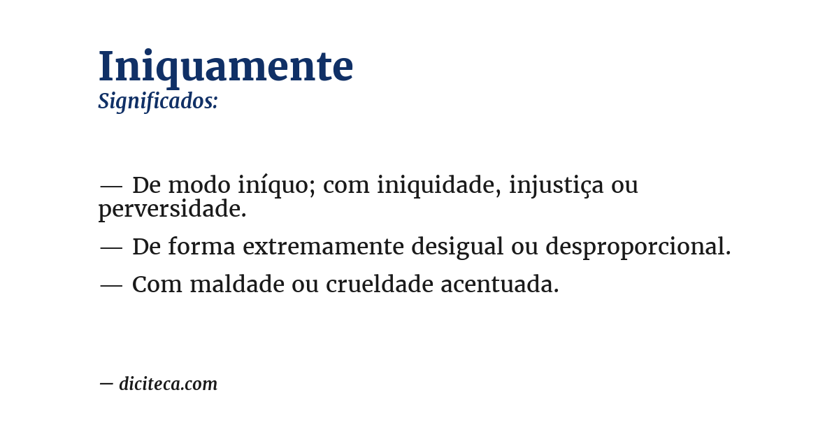 Significado de iniquamente