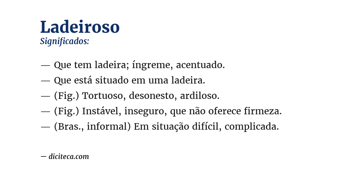 Significado de ladeiroso