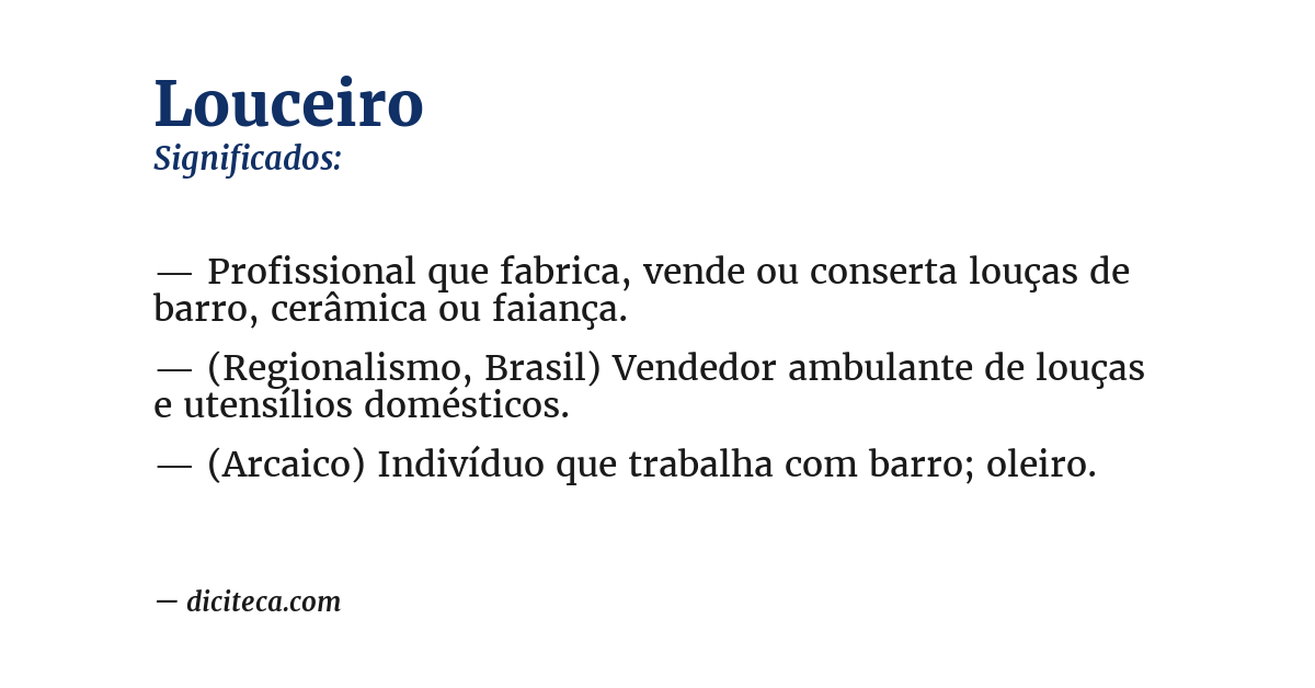 Significado de louceiro