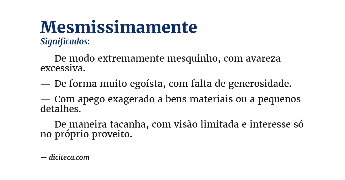 Significado de mesmissimamente