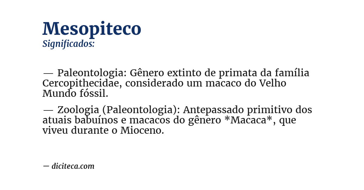Significado de mesopiteco