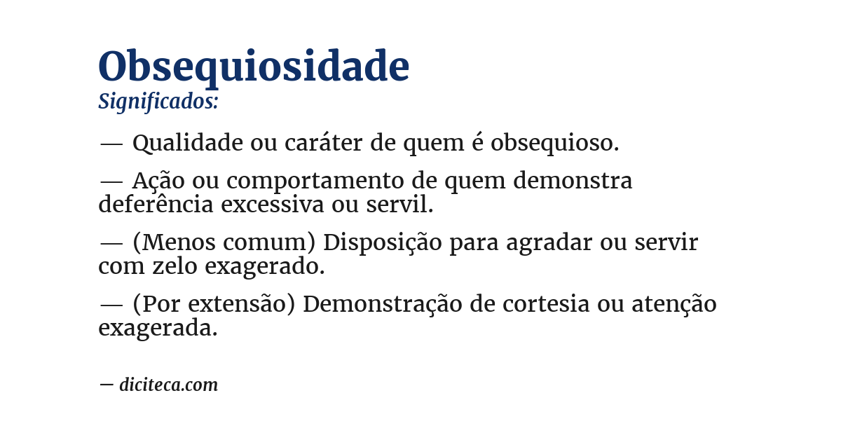 Significado de obsequiosidade