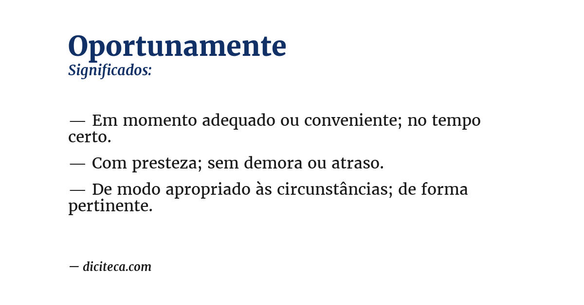 Significado de oportunamente