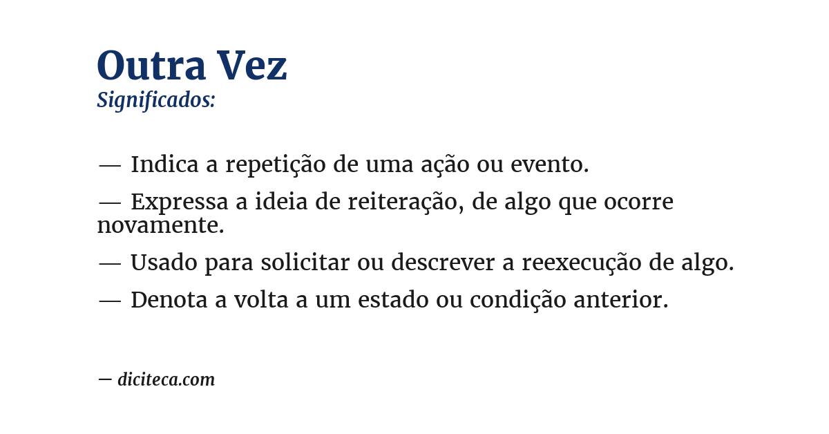 Significado de outra vez