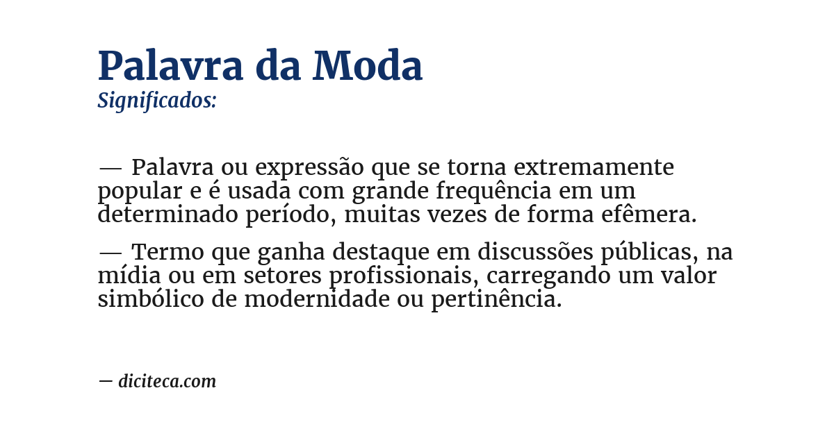 Significado de palavra da moda