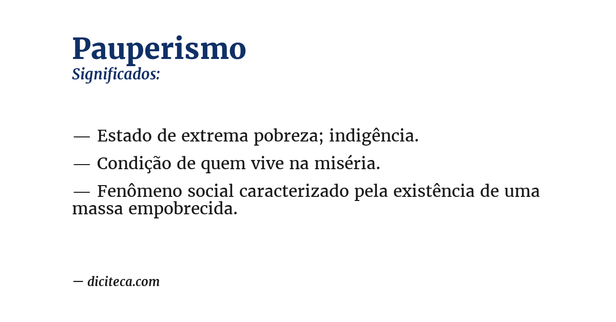 Significado de pauperismo