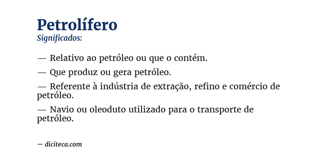 Significado de petrolífero