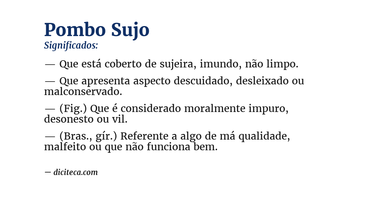 Significado de pombo sujo