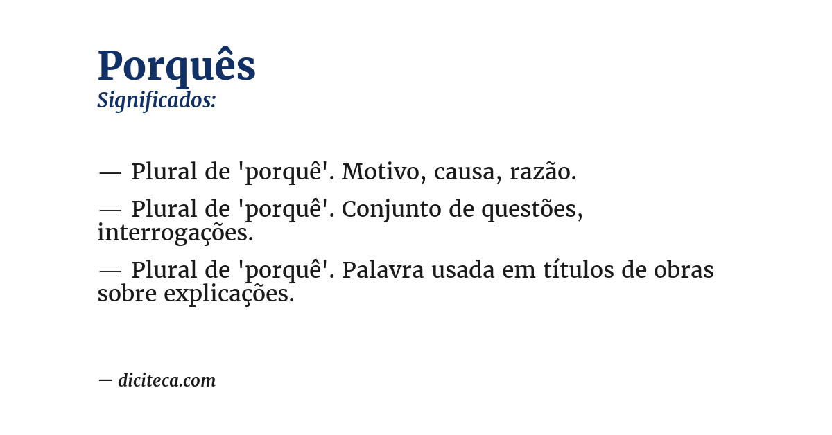 Significado de porquês