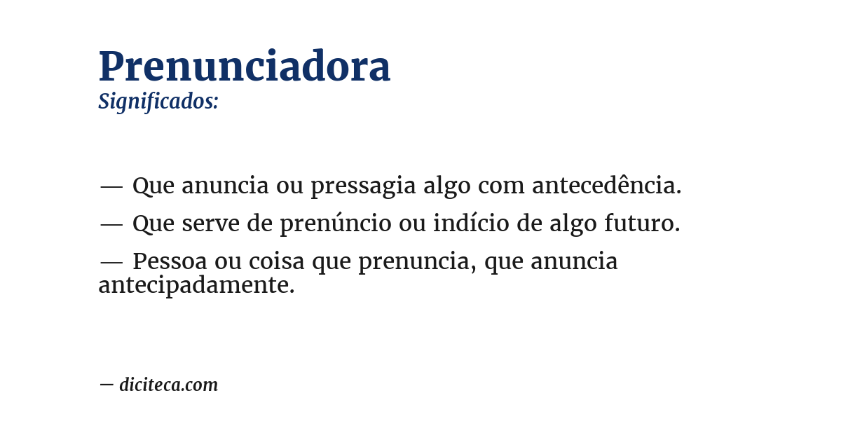 Significado de prenunciadora