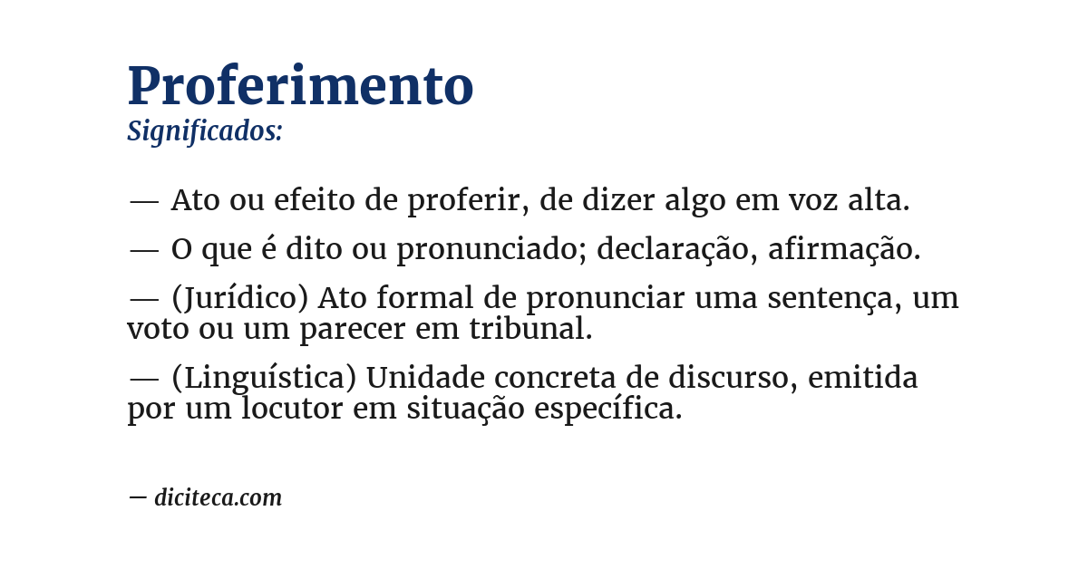 Significado de proferimento