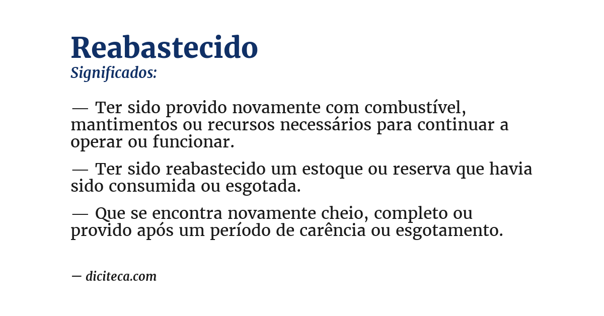 Significado de reabastecido