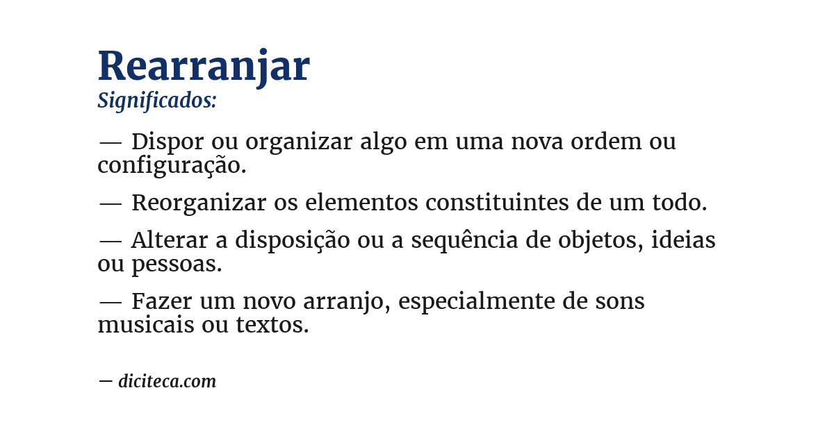 Significado de rearranjar