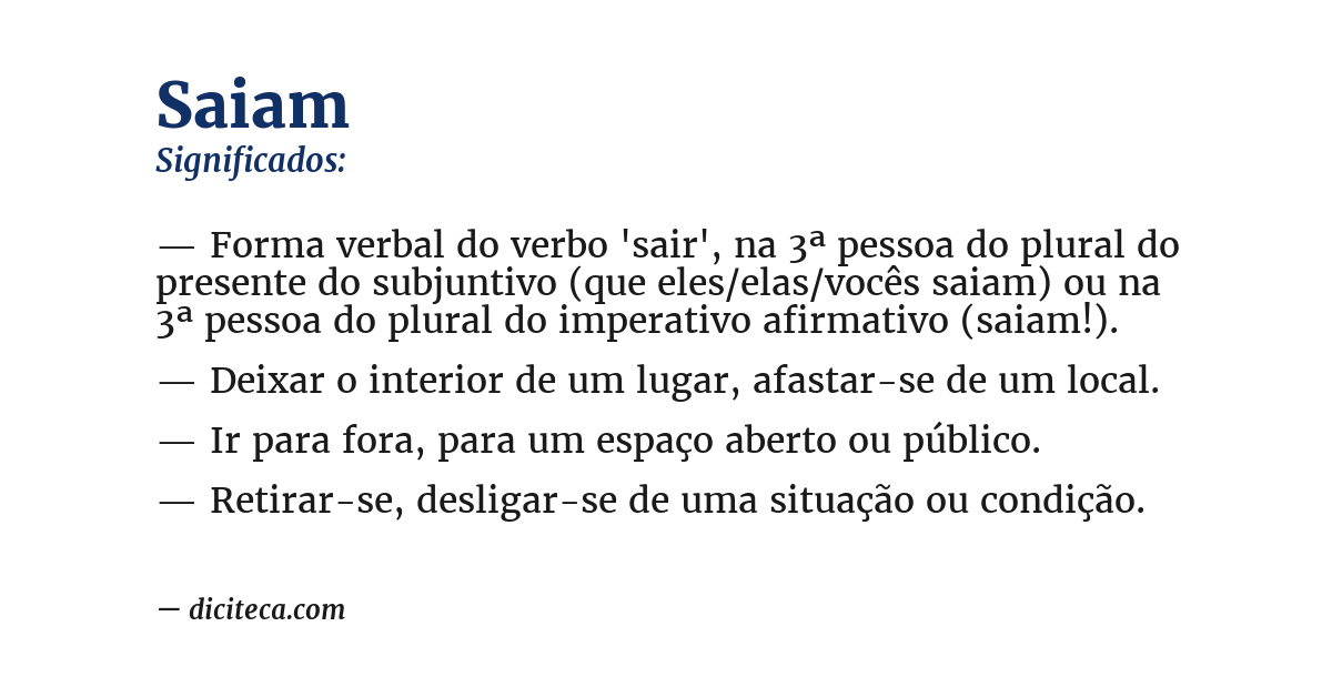 Significado de saiam
