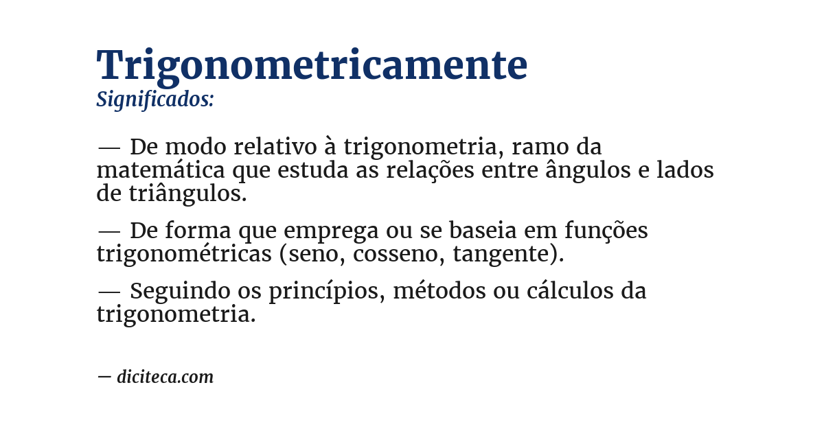 Significado de trigonometricamente