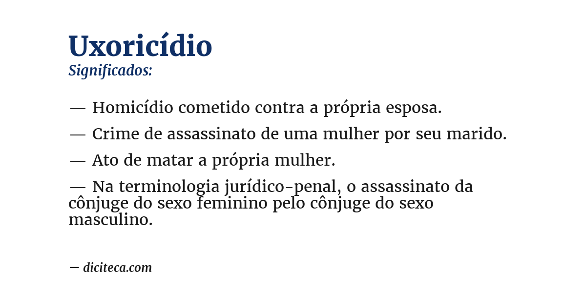 Significado de uxoricídio