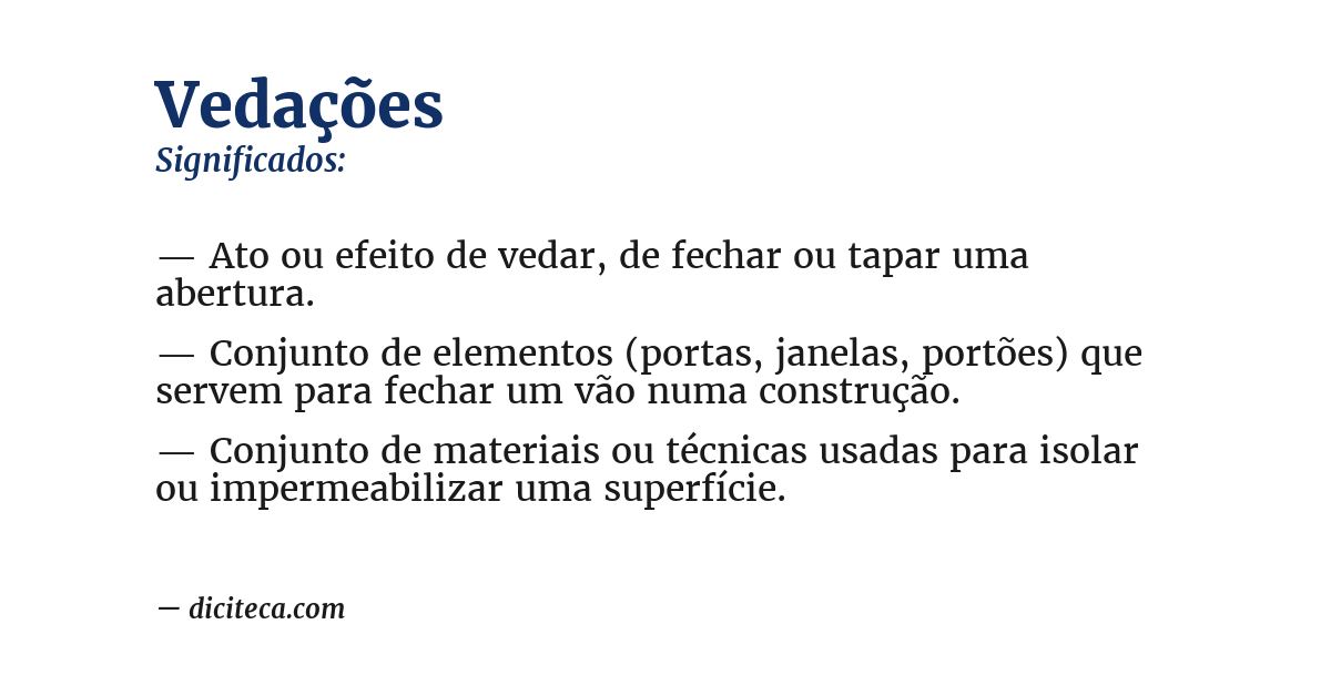 Significado de vedações