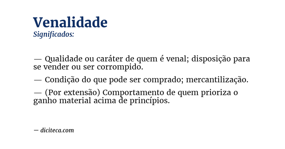 Significado de venalidade