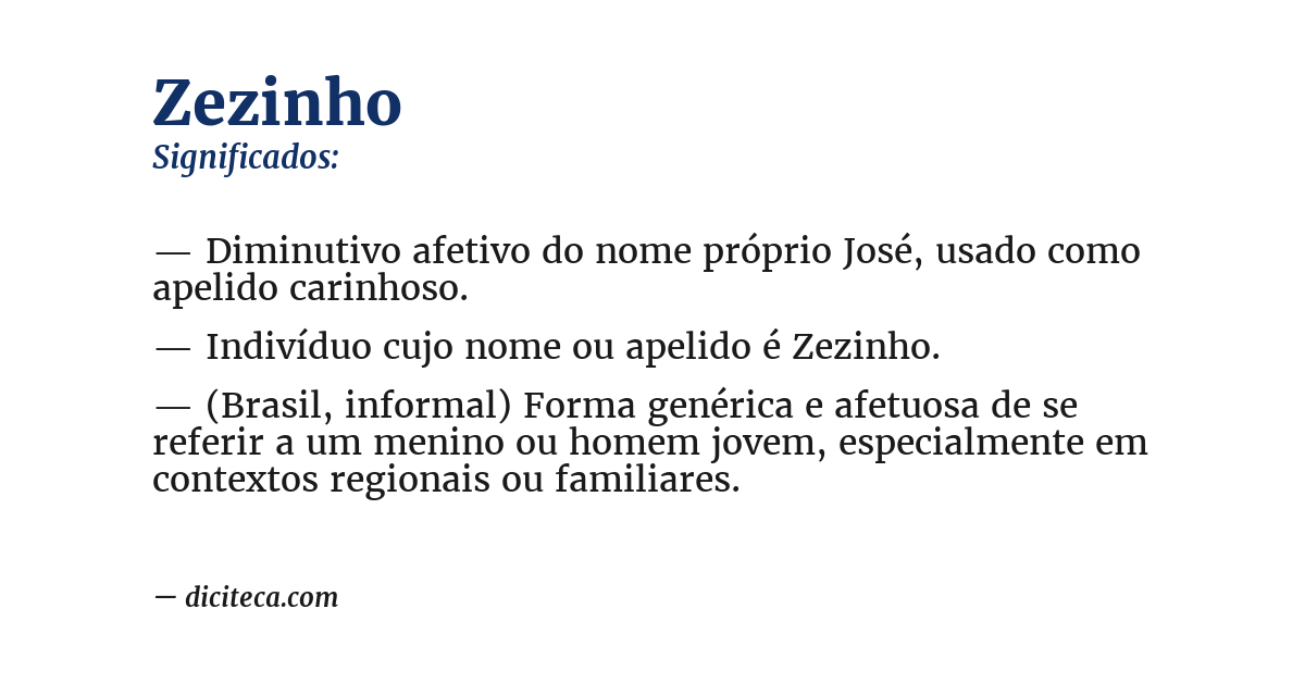 Significado de zezinho