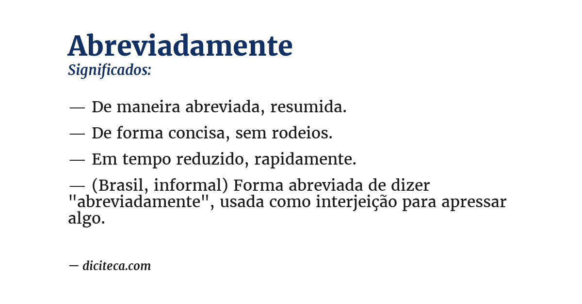 Significado de abreviadamente