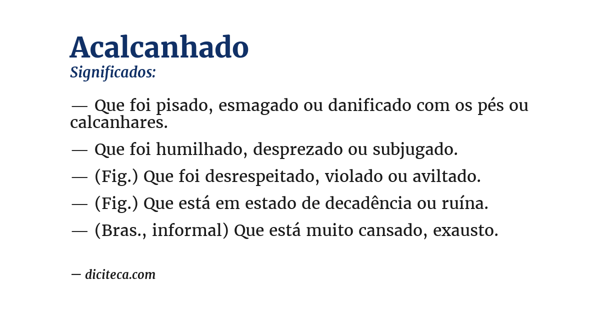 Significado de acalcanhado