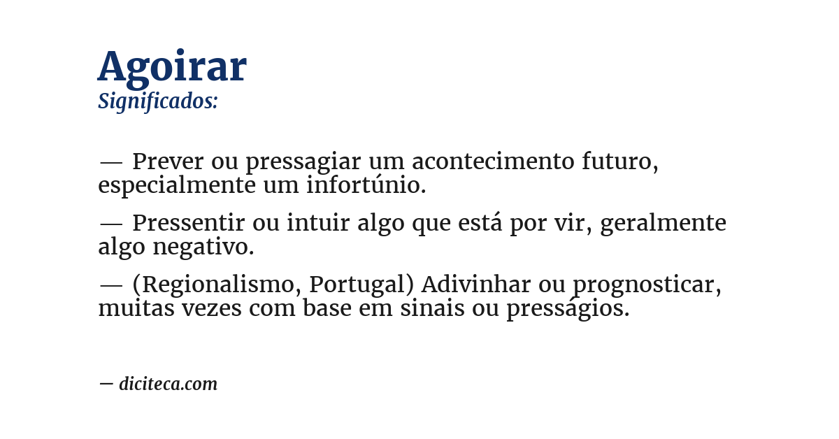 Significado de agoirar