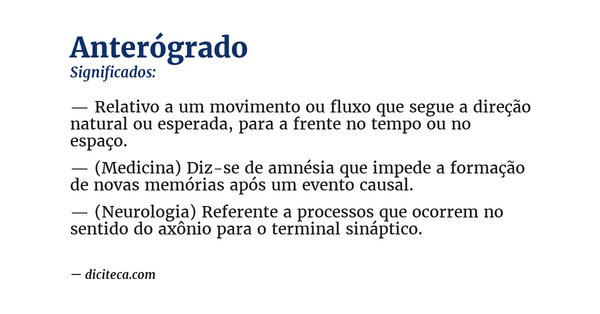 Significado de anterógrado