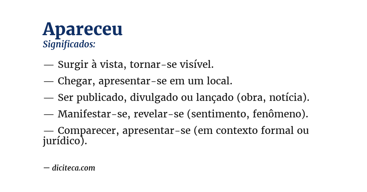 Significado de apareceu