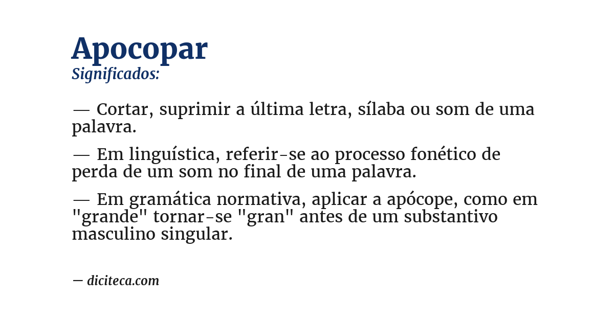 Significado de apocopar
