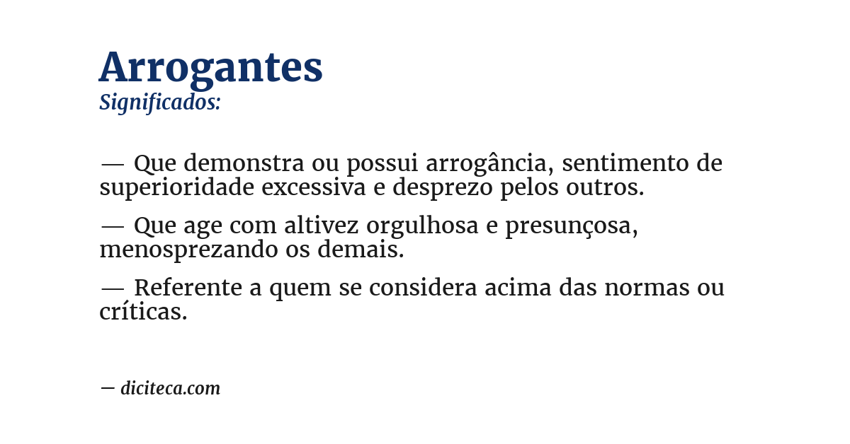 Significado de arrogantes