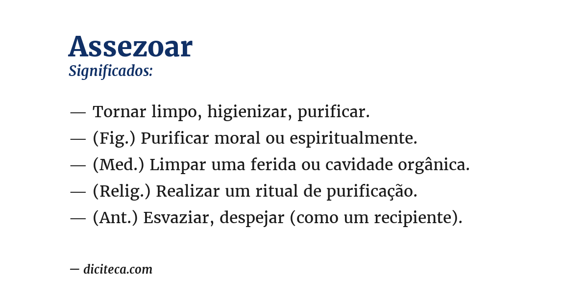 Significado de assezoar