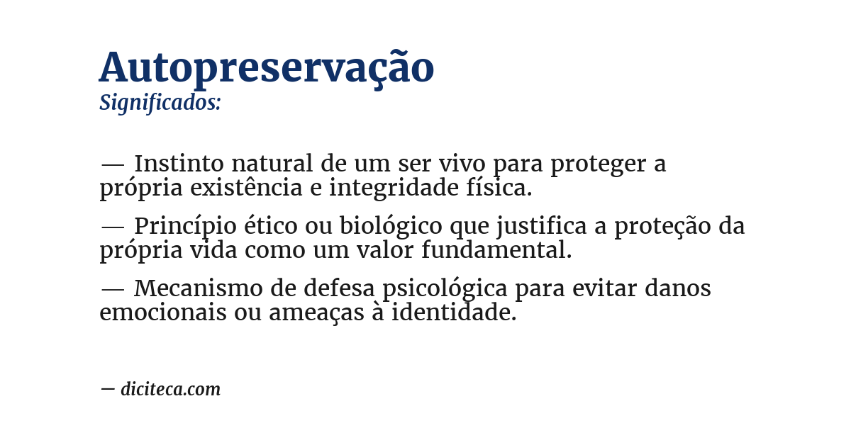 Significado de autopreservação