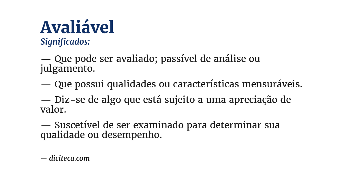 Significado de avaliável