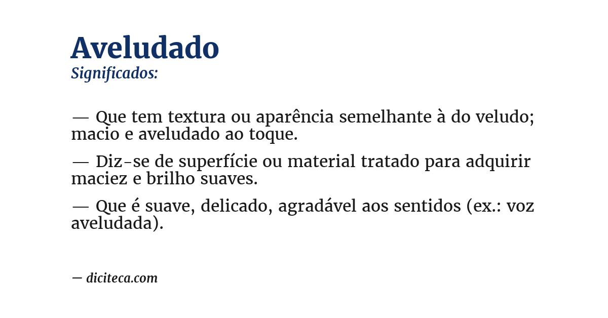 Significado de aveludado