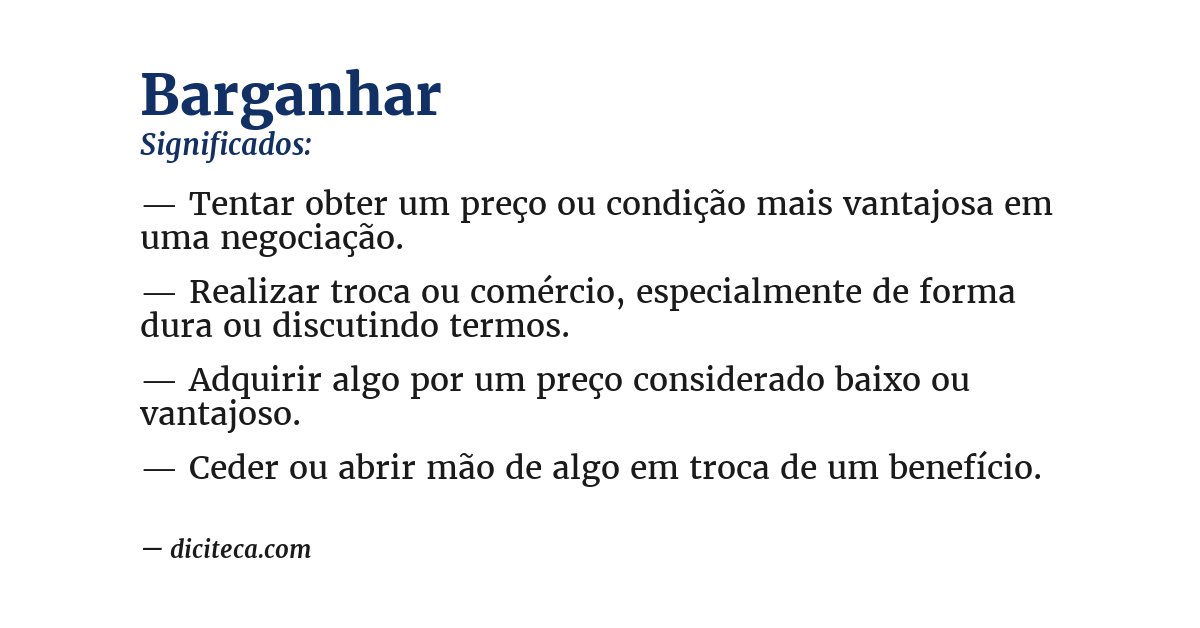 Significado de barganhar