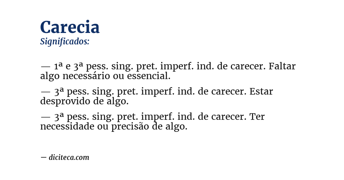 Significado de carecia