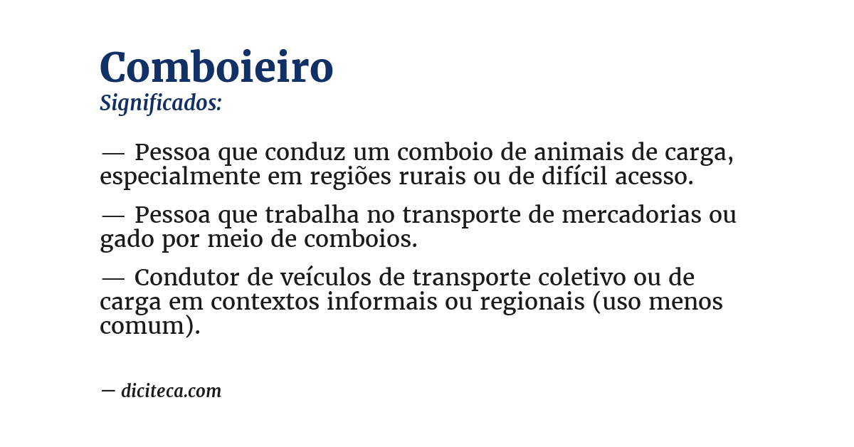 Significado de comboieiro
