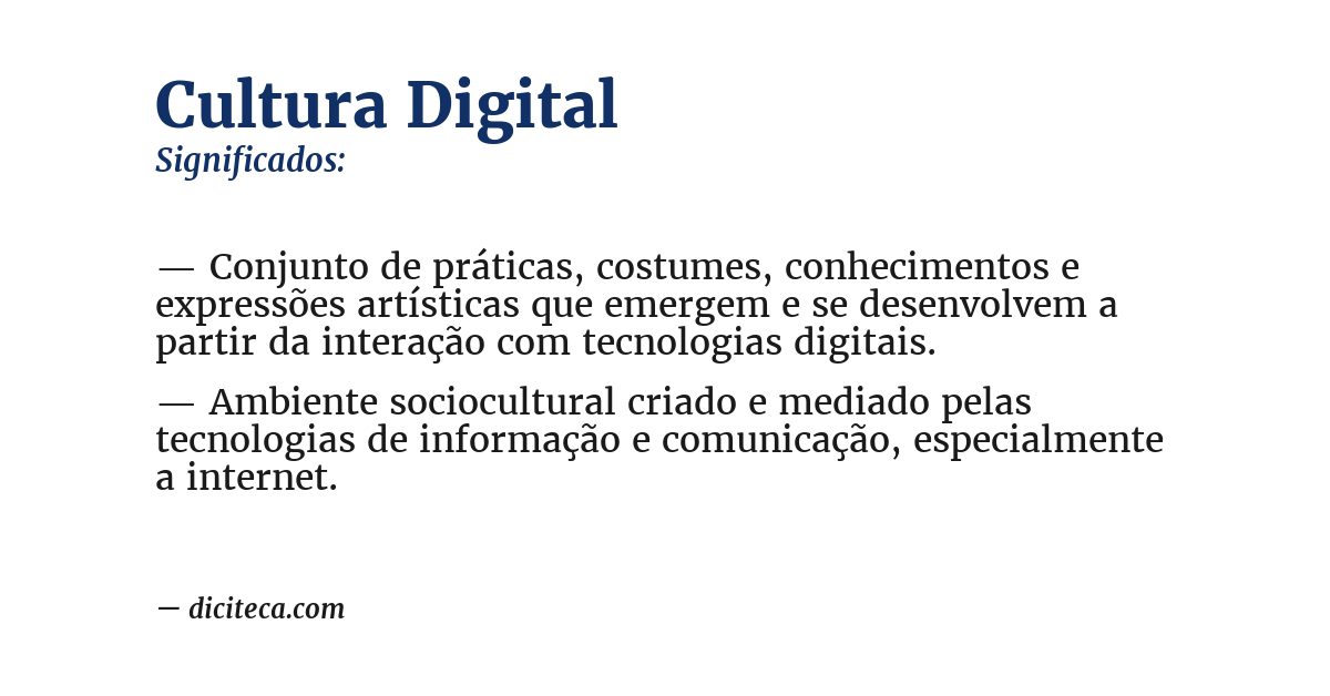 Significado de cultura digital