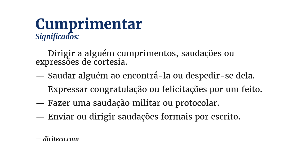 Significado de cumprimentar