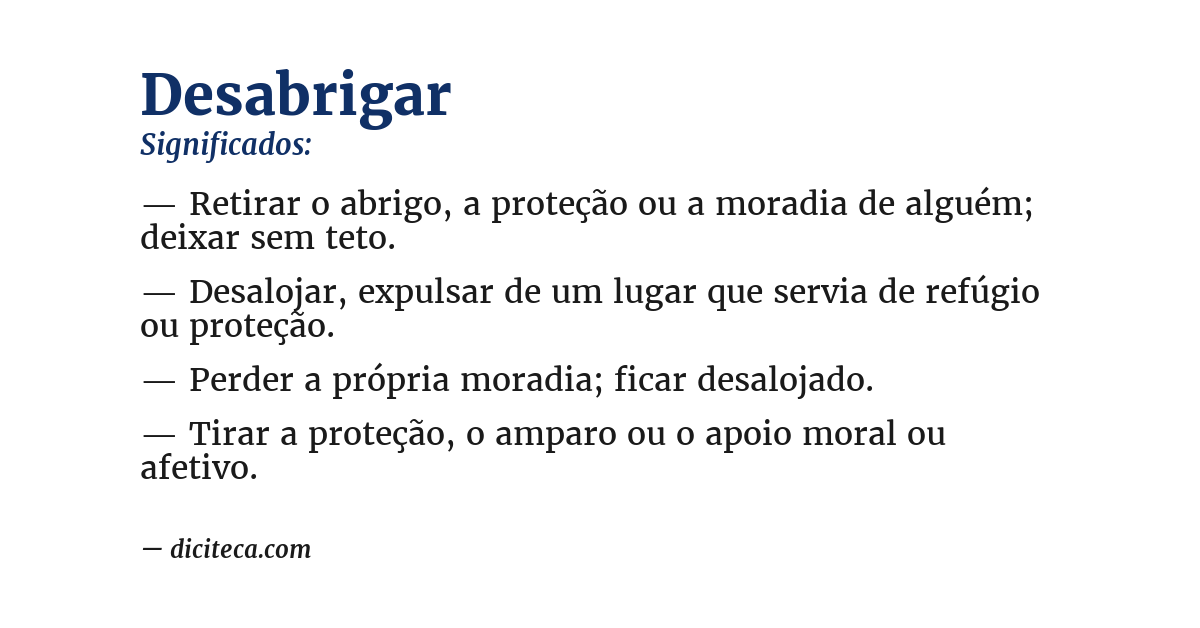 Significado de desabrigar