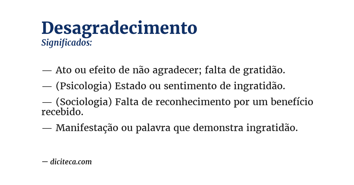 Significado de desagradecimento