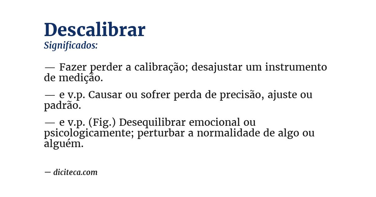 Significado de descalibrar