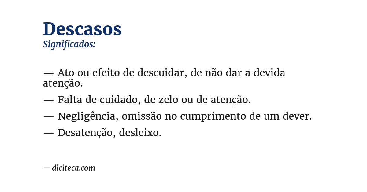 Significado de descasos