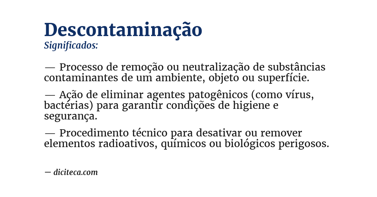 Significado de descontaminação
