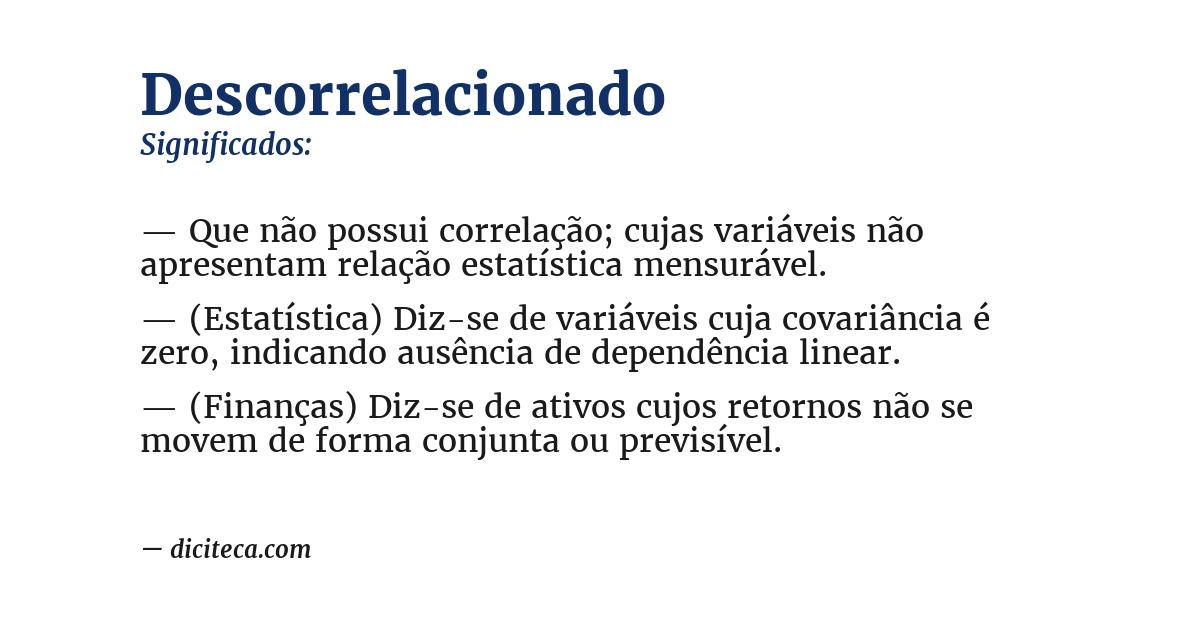 Significado de descorrelacionado